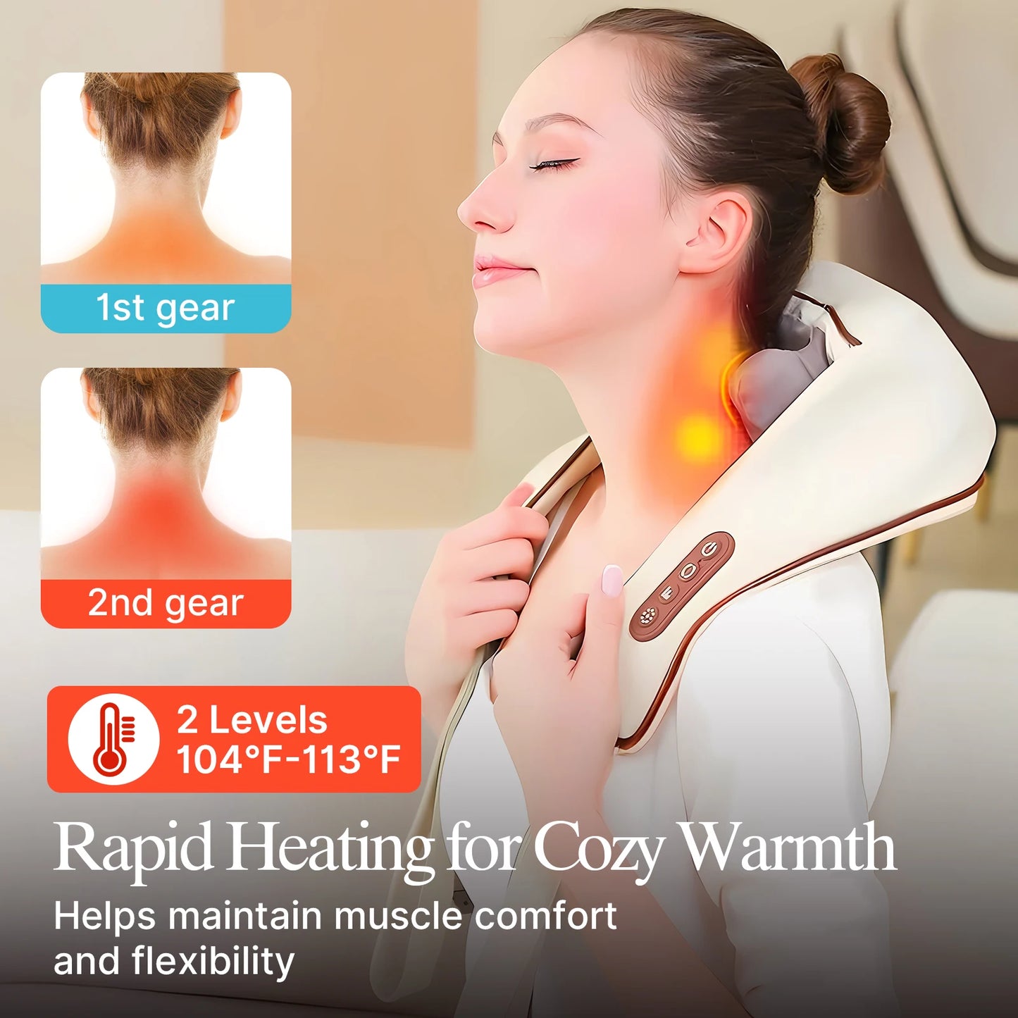 Cordless Neck & Shoulder Massager with Heat – Deep Tissue Pain Relief