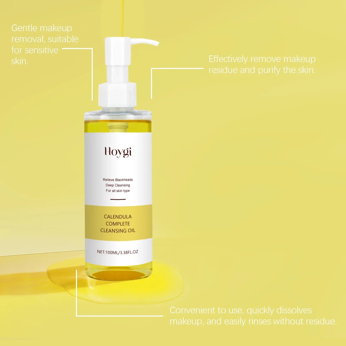 Hoygi Calendula Cleansing Oil Gentle Makeup Remover and Hydrating Cleanser, 100ml