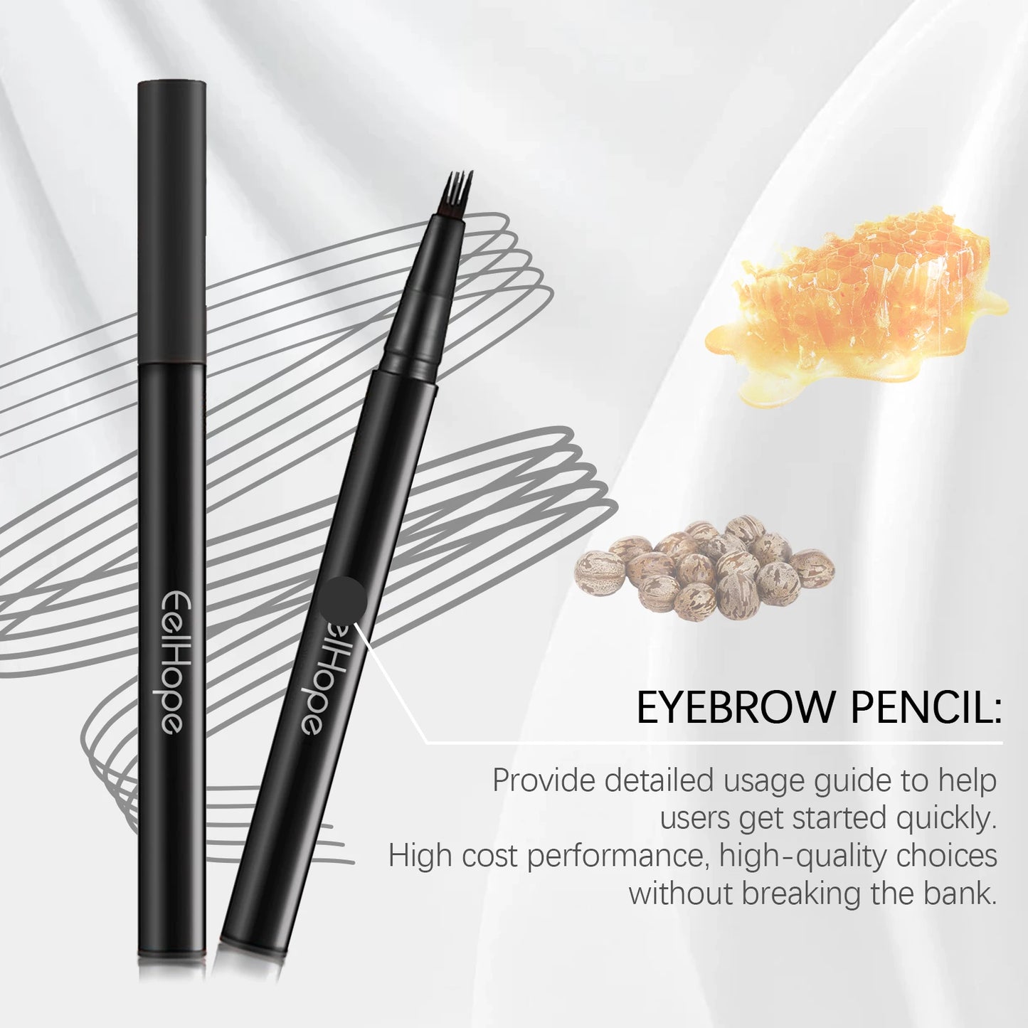 Natural Hair-Like Strokes Fine fork tip creates precise, realistic brow strokes