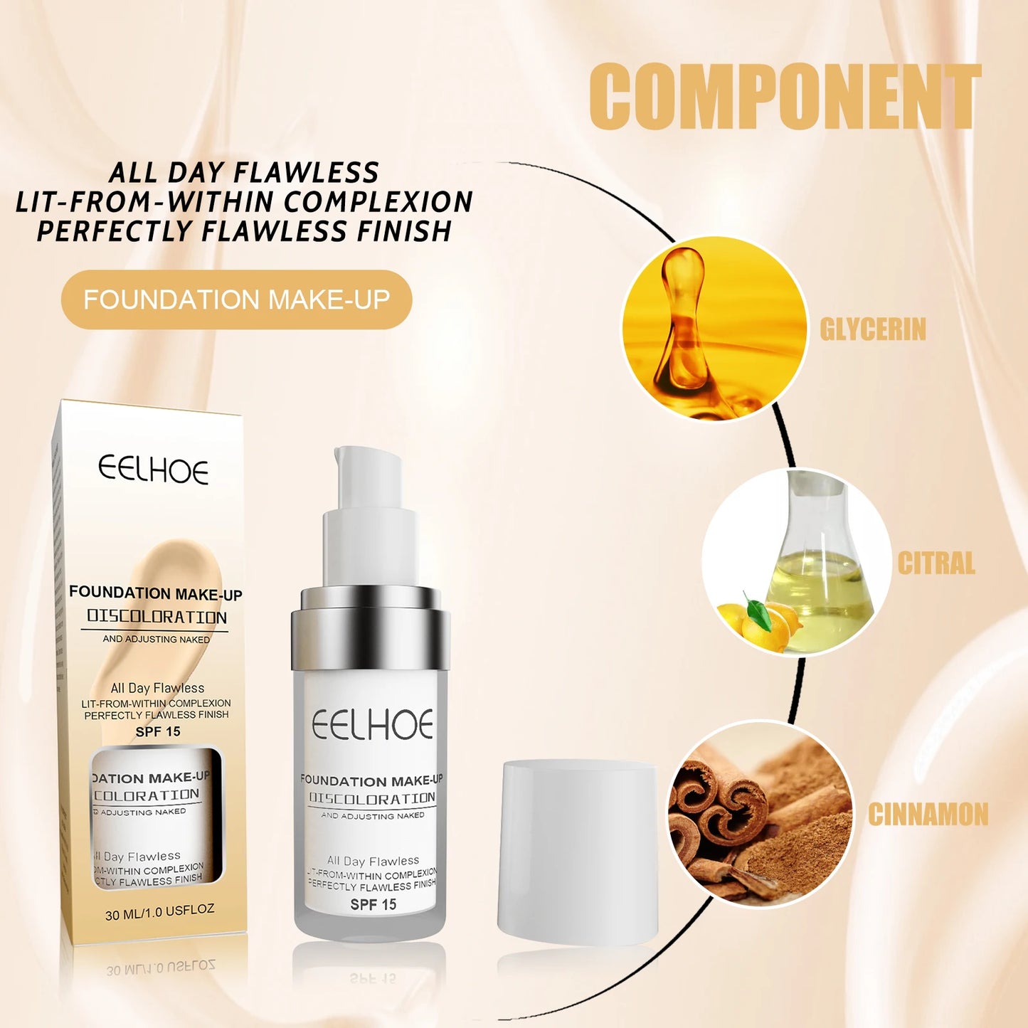 EELHOE Coverage Matte Foundation Waterproof & Long-Lasting 30ml