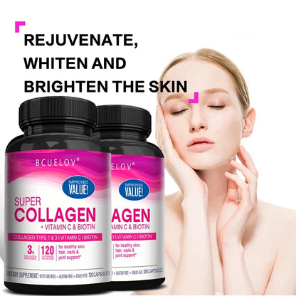 Collagen Capsules with Vitamin C – Supports Hair, Skin & Joint Health, 120 Count
