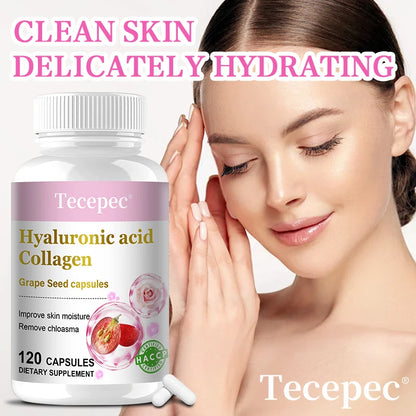 Collagen & Hyaluronic Acid Capsules with Grape Seed – Anti-Aging Skin Support, 120 Count
