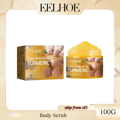 EELHOE Sugar Body Scrub Turmeric, and Exfoliating and Nourishing, 100g