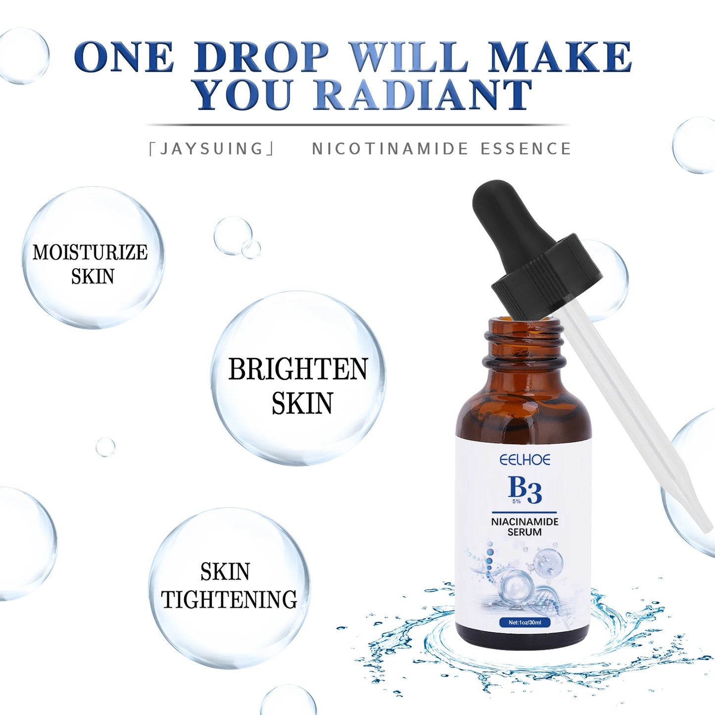 B3 Niacinamide Brighten Face Serum Dark Spot Fading, Anti-Aging, Pore Minimizing, Hydrating