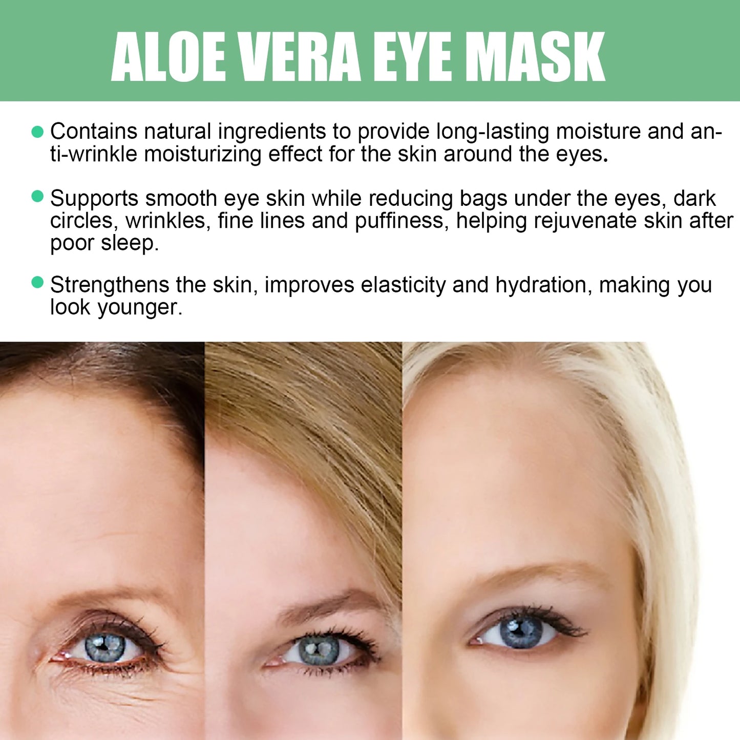 Aloe Vera Under-Eye Patches Reduces Puffiness and Dark Circles, 30 Pairs