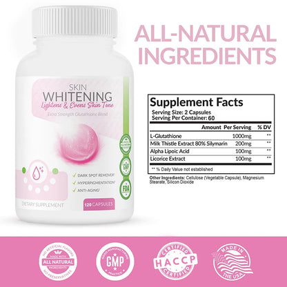 Glutathione 90,000mg Capsules – Skin Brightening & Anti-Aging, 120ct