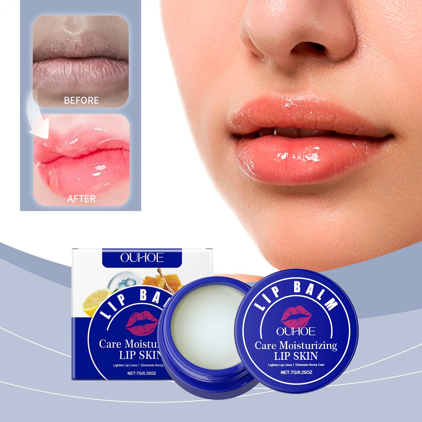 Hydrating Lip Balm Repairs Dry Lips, Soft & Nourishing, Non-Sticky, 7g