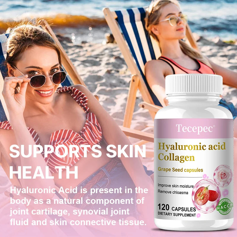 Collagen & Hyaluronic Acid Capsules with Grape Seed – Anti-Aging Skin Support, 120 Count