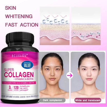 Collagen Capsules with Vitamin C – Supports Hair, Skin & Joint Health, 120 Count