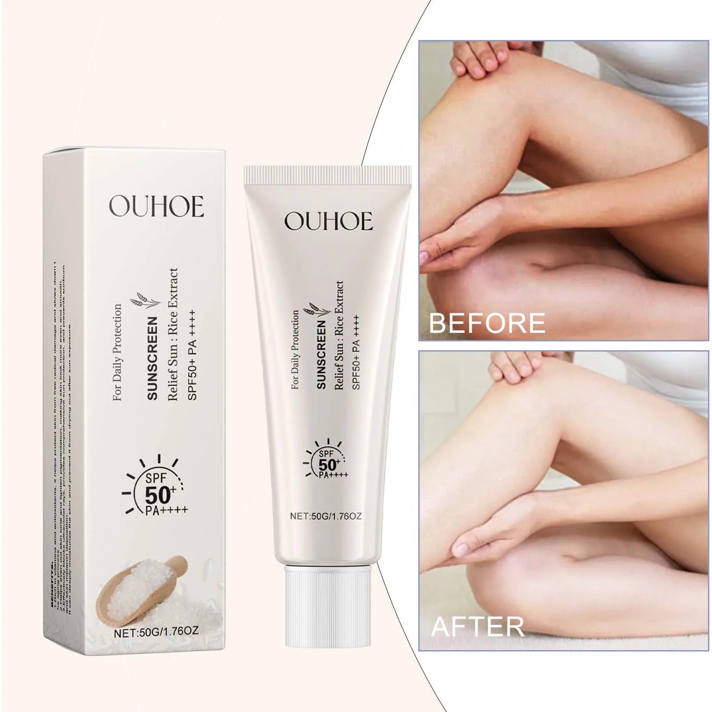 OUHOE Relief Sun Rice SPF50+ High Protection, Hydrating and Lightweight, 50g