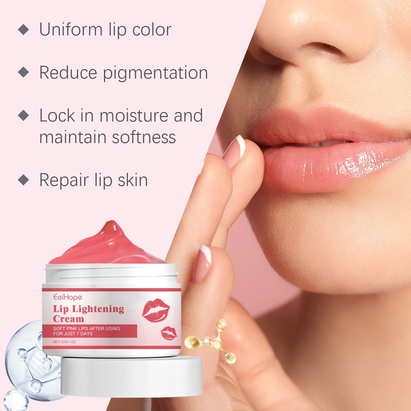 EelHope Lightening Lip Cream Moisturize, Repairing and with Hydrating Care, 30g