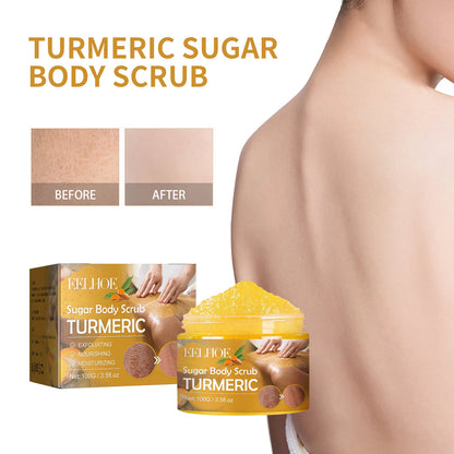 EELHOE Sugar Body Scrub Turmeric, and Exfoliating and Nourishing, 100g