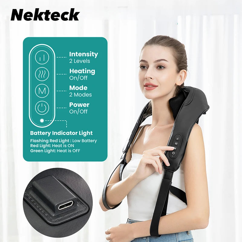 Nekteck Wireless Neck and Back and Shoulder Massager Cervical Relief